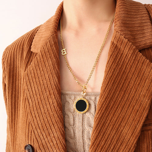 Black & White Double-Sided Pendant Necklace