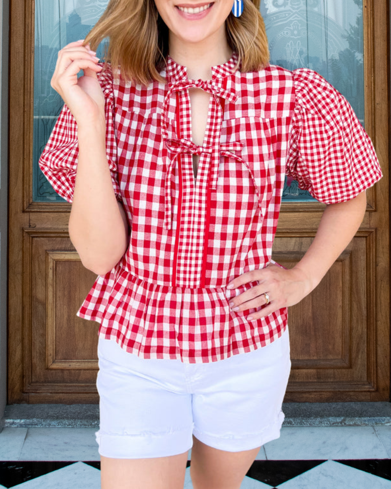 Perfect Check Puff Sleeve Blouse