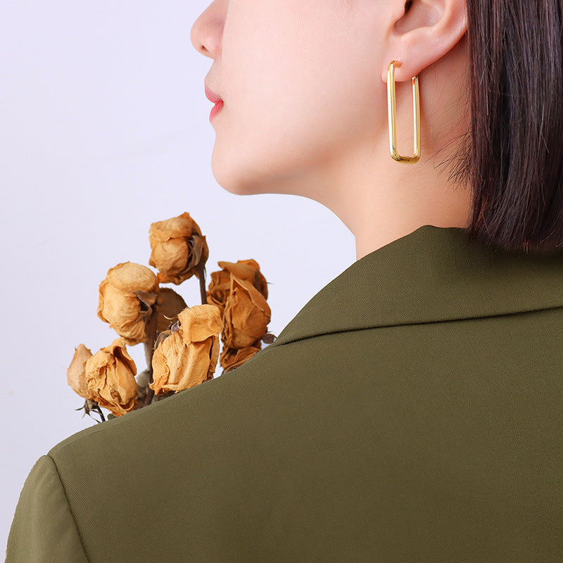 Minimalistic Style Square Hoops