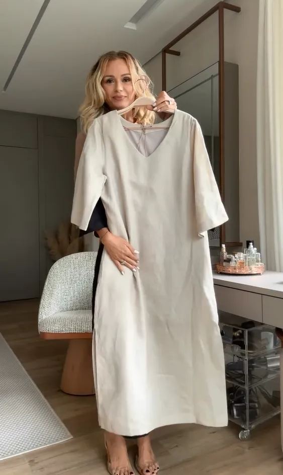 Women's Cotton linen casual dress with pocket