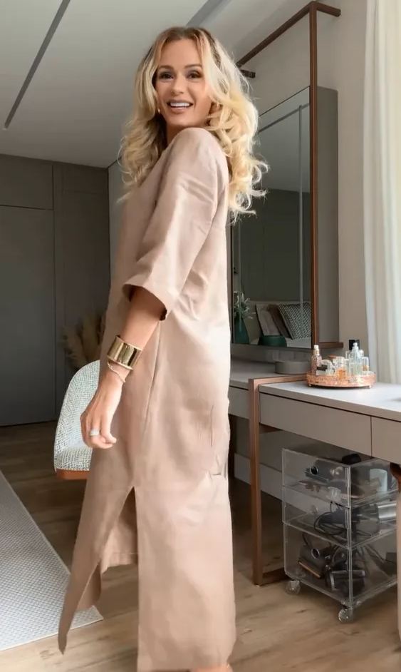 Women's Cotton linen casual dress with pocket